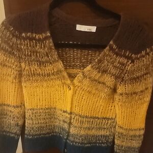 NWOT Ulla Johnson Yellow and Brown Cardigan Size Small